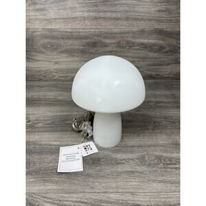 Novogratz White Swirl Deco Glass Mushroom Lamp Corded